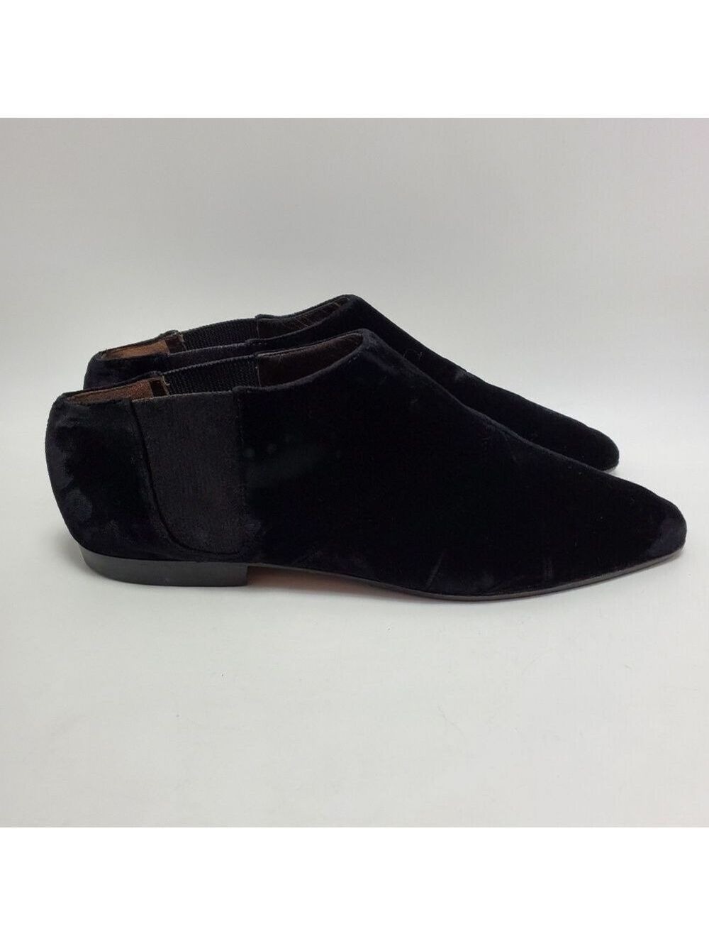 Sergio Rossi Lentini Chelsea Almond Toe Velvet Slip On Flat Shoes Size 37 Black